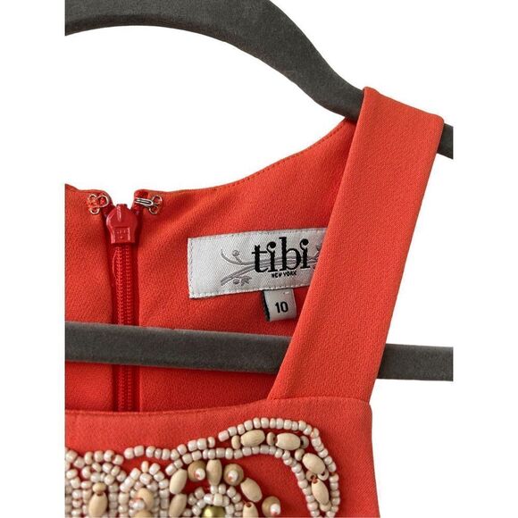 Tibi Beaded Embellished Sleeveless Peplum Dress Orange Women's Size 10 - Picture 2 of 7